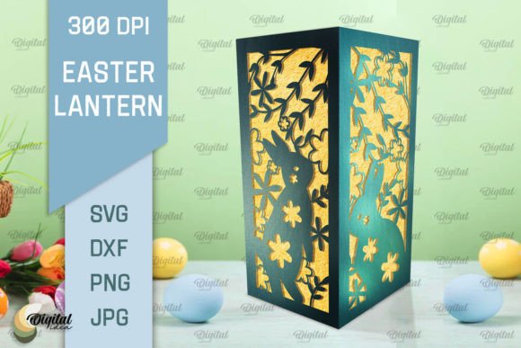 3D Easter Lantern Paper Cut SVG for Laser Cutting & Spring Branding