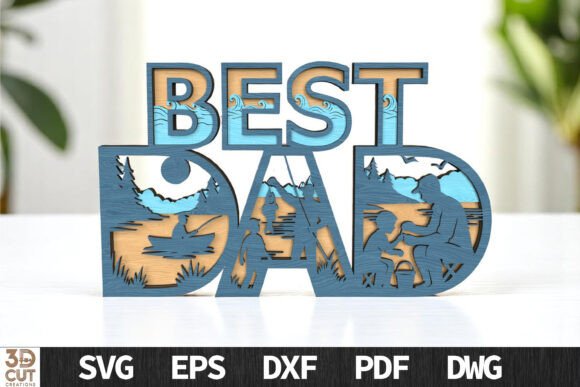 Best Dad 3D Layered Beach SVG