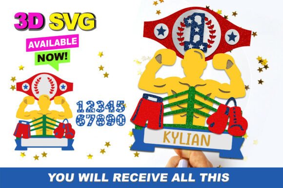 Boxing Cake Topper 3D SVG: Graphics for Crafts & Content