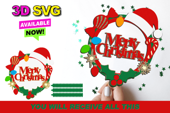Christmas Cake Topper 3D SVG: Graphics for Crafts & Branding