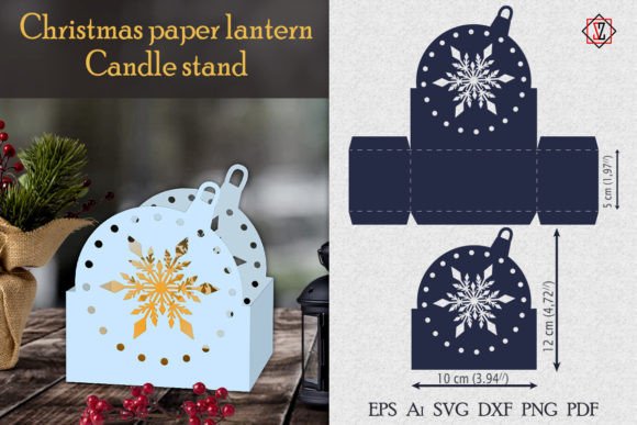Christmas Candlestick Stencil5 Paper Cut: 3D SVG Lantern