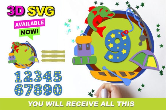 Fishing Cake Topper 3D SVG for Birthdays
