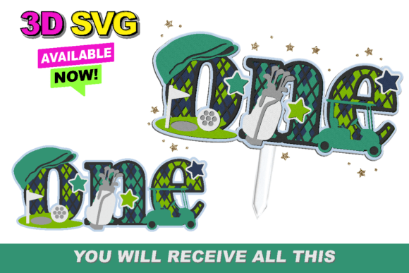 Golf Hole in One Cake Topper 3D SVG: Laser Cutting & Cake Toppers