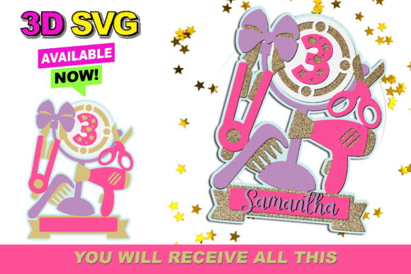 Hair Style Cake Topper 3D SVG: Laser Cutting & Cake Toppers