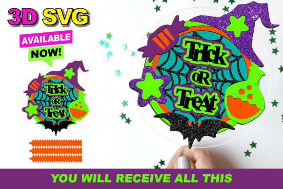 Halloween Trick or Treat Topper 3D SVG: Graphics for Crafts
