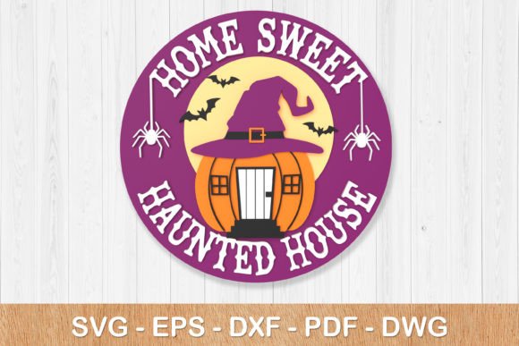 Haunted House Over Door Sign 3D SVG