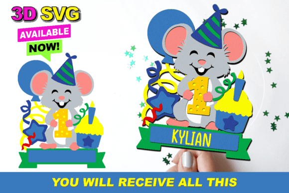 Little Mouse Cake Topper 3D SVG: Laser Cutting & Cake Toppers