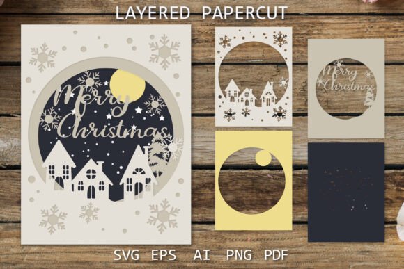 Merry Christmas 3D SVG Layered Card Design