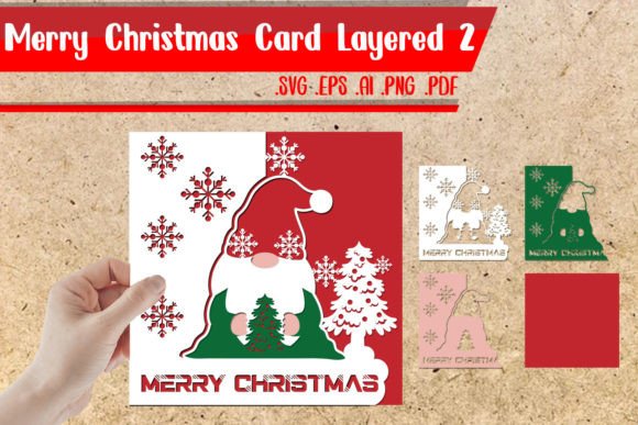 Merry Christmas Card Layered 2 SVG: Festive 3D SVG for Local Business Branding