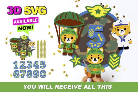 Plastic Army Men Cake Topper 3D SVG: Graphics for Crafts & Playful Publishing