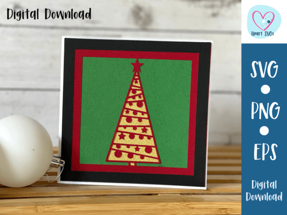 Reviewing Christmas Card - Christmas Tree Baubles 3D SVG