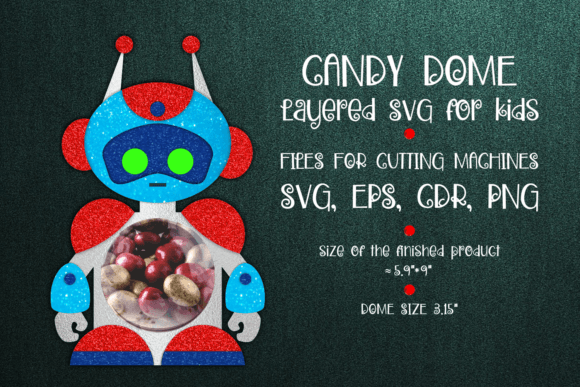 Robot Candy Dome Paper Craft Template: 3D SVG Shapes