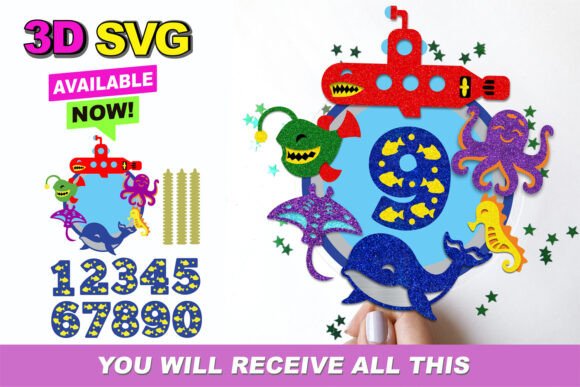 Submarine Cake Topper 3D SVG