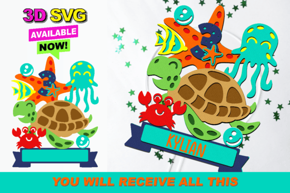 Turtle Cake Topper 3D SVG: Laser-Cut Precision for Local Cake Toppers